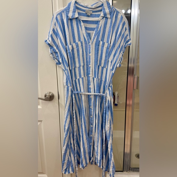 Avia Blue and White Striped Casual Dress - Picture 1 of 1